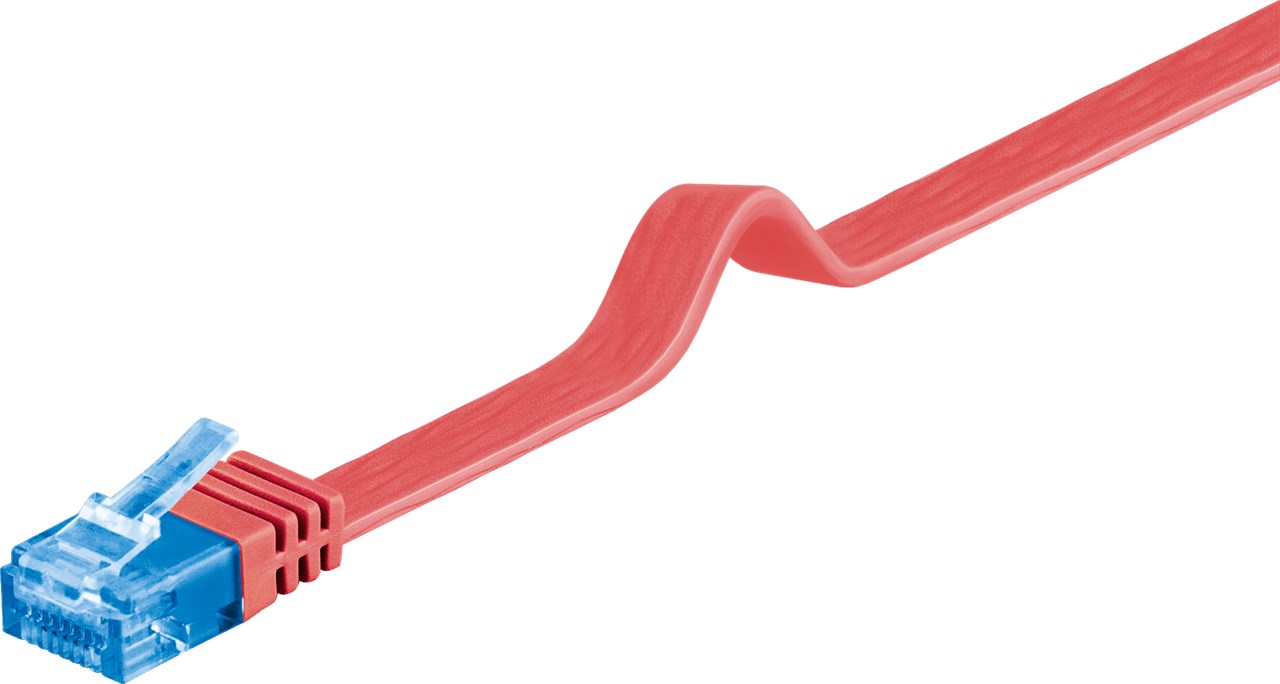 CAT 6A Flach-Patchkabel, U/UTP, Rot, 1 m CAT 6A Flach-Patchkabel, U/UTP, Rot, 0,5 m - Kabellänge 0.5 m - Kupferleiter (CU)