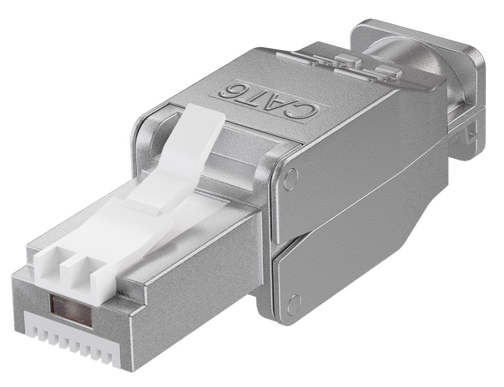 Werkzeugfreier RJ45 Stecker CAT 6 STP geschirmt - Für 9,0-mm-Kabeldurchmesser, Klemmleiste für werkzeugfreie LSA-Montage Werkzeugfreier RJ45 Stecker CAT 6 STP geschirmt - Für 9,0-mm-Kabeldurchmesser, Klemmleiste für werkzeugfreie LSA-Montage