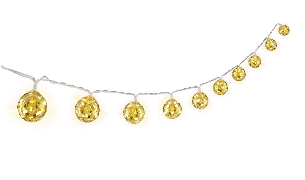 10er LED-Lichterkette "Ornamente" 10er LED-Lichterkette "Ornamente" - mit Timer-Funktion, warmweiß (3000 K), batteriebetrieben