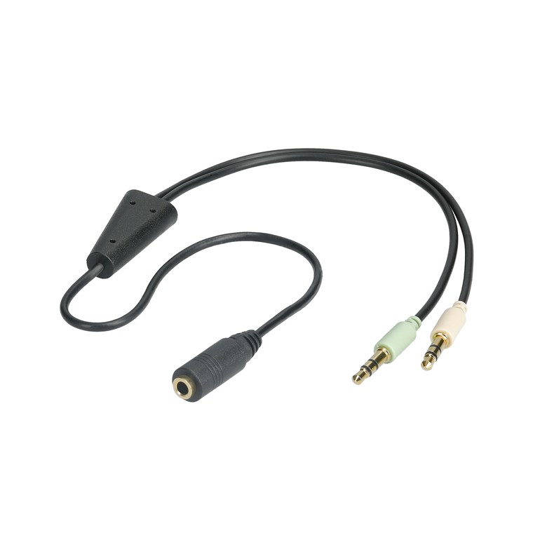 Audio-Adapter (Kopfhörer > Notebook) - Kabellänge 0.4 m - verbindet ein Stereo-Headset (3,5 mm Klinkenstecker, 4-pol.) mit einem PC oder Notebook Audio-Adapter (Kopfhörer > Notebook) - Kabellänge 0.4 m - verbindet ein Stereo-Headset (3,5 mm Klinkenstecker, 4-pol.) mit einem PC oder Notebook