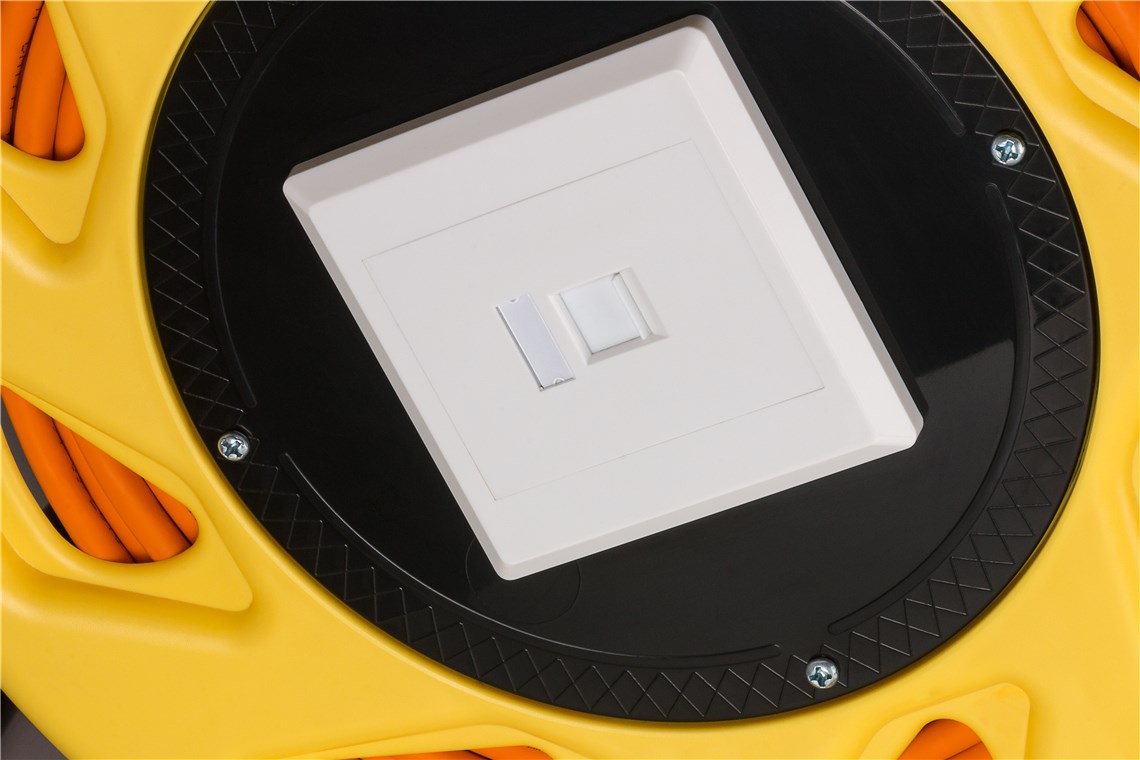 Mobile RJ45 Netzwerk Kabeltrommel - Kabellänge 90 m - Doppelt geschirmtes, halogenfreies CAT-7A S/FTP Installationskabel (1000 MHz) auf robuster Kabeltrommel Mobile RJ45 Netzwerk Kabeltrommel - Kabellänge 90 m - Doppelt geschirmtes, halogenfreies CAT-7A S/FTP Installationskabel (1000 MHz) auf robuster Kabeltrommel