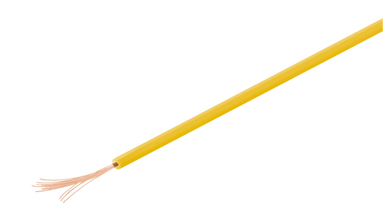 Kupferlitze isoliert - Farbversion Gelb - 1-adrig; mehrdrahtig (18 x 0,1 mm) Kupferlitze isoliert - Farbversion Gelb - 1-adrig; mehrdrahtig (18 x 0,1 mm)