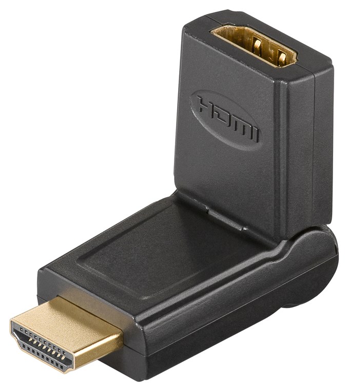 HDMI™ Adapter 180°, vergoldet - Verbrauchseinheit 1 Stk. im Plastikbeutel - HDMI™-Buchse (Typ A) > HDMI™-Stecker (Typ A) 180°; abwinkelbar