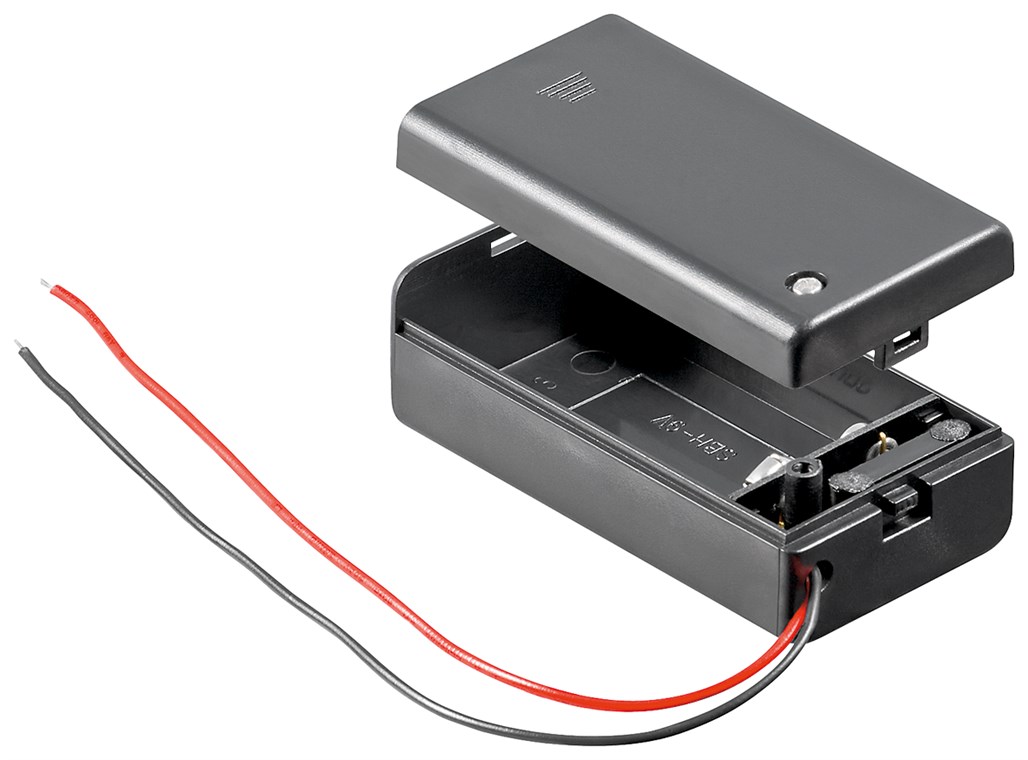 1x 9V Block Batteriehalter 1x 9V Block Batteriehalter - lose Kabelenden, wasserabweisend