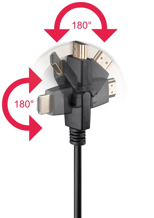 High-Speed-HDMI™-360°-Kabel mit Ethernet - Kabellänge 1 m - HDMI™-Stecker (Typ A) > HDMI™-Stecker (Typ A); 360° drehbar