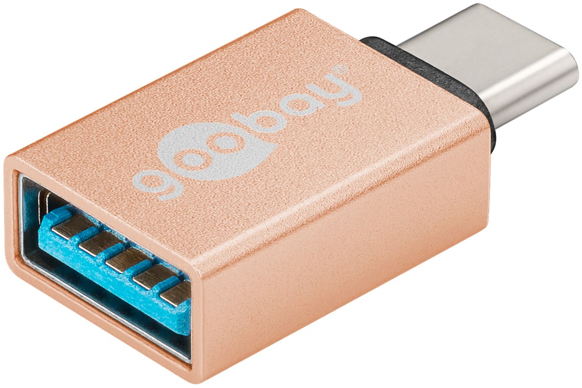 USB-C™/USB A OTG Super Speed Adapter für den Anschluss von Ladekabeln 3.0, gold - Farbversion Gold - USB-C™-Stecker > USB 3.0-Buchse (Typ A)