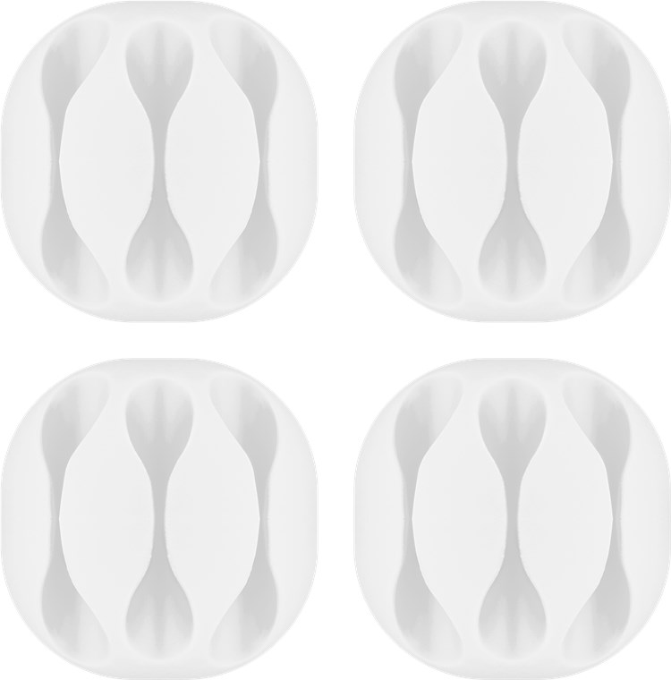 Kabelmanagement 3-Slots, weiß Kabelmanagement 3-Slots, weiß - Farbversion Weiß - 4er-Set zum Ordnen und Fixieren, ablösbar