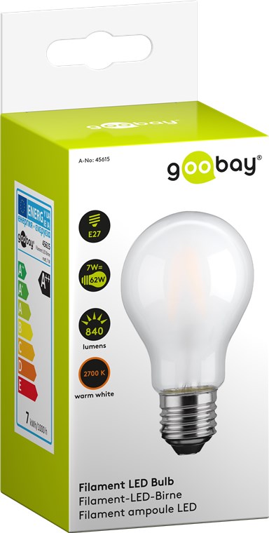 Filament-LED-Birne, 7 W - Sockel E27, ersetzt , warmweiß, nicht dimmbar