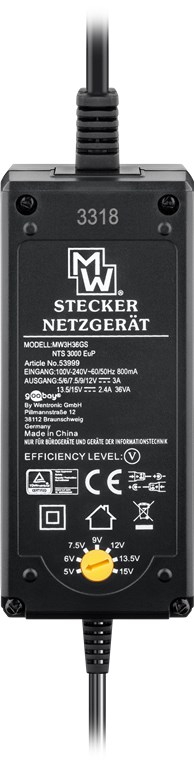 5 V - 15 V Universal-Netzteil - inkl. 8 DC-Adapter - max. 36 W und 3 A 5 V - 15 V Universal-Netzteil - inkl. 8 DC-Adapter - max. 36 W und 3 A