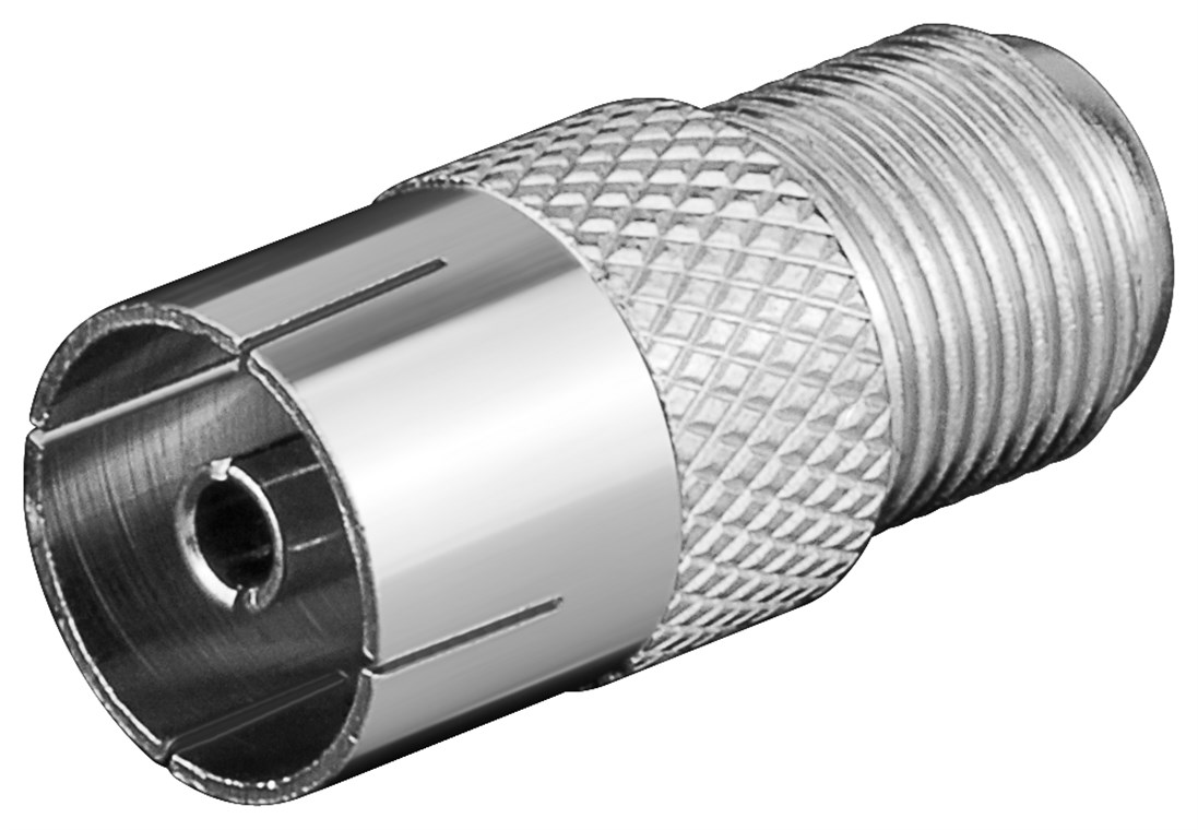 F-Adapter: F-Buchse > Koax-Buchse F-Adapter: F-Buchse > Koax-Buchse - Zink