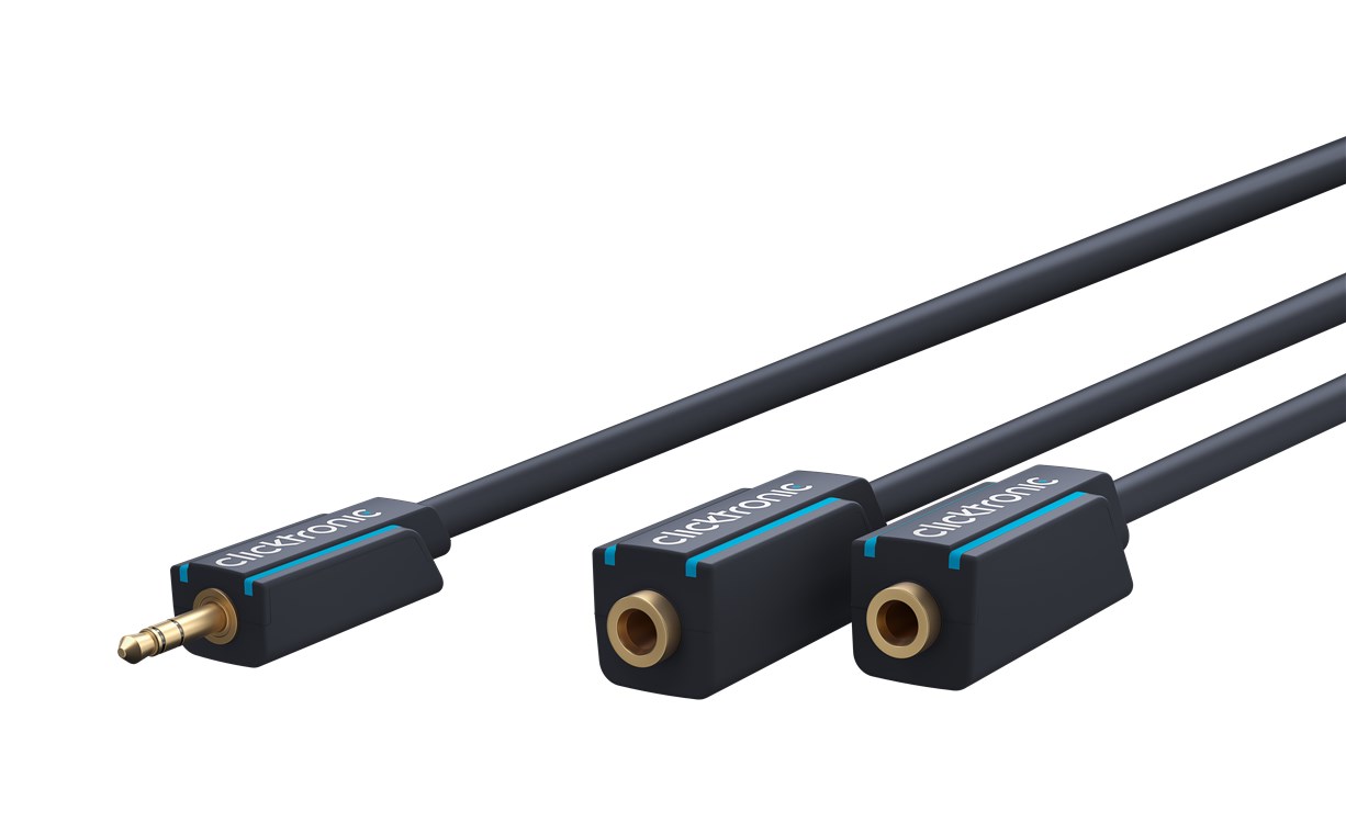 3,5-mm-AUX-Adapterkabel, stereo - Kabellänge 0.1 m - Premium-Kabel|1x 3,5-mm-Klinken-Stecker 2x 3,5-mm-Klinken-Buchse|0,1 m|OFC-Innenleiter