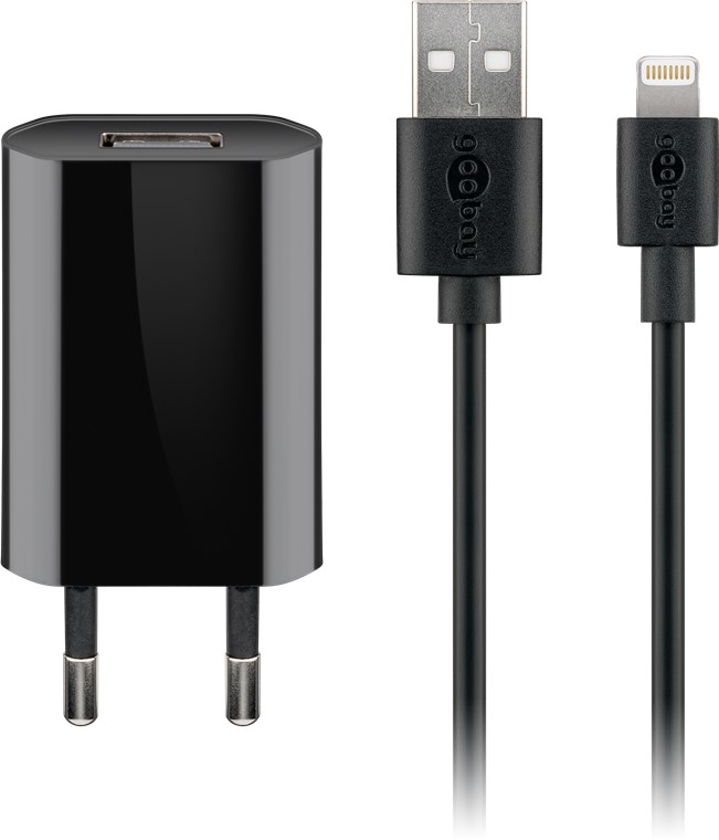Apple Lightning Ladeset 1 A Apple Lightning Ladeset 1 A - Netzteil mit Apple Lightning Kabel 1m (Schwarz)