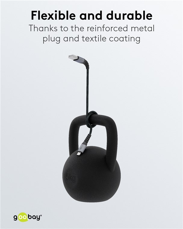 Lightning auf USB-A Textilkabel mit Metallsteckern (spacegrau/silber) 0,5 m - Kabellänge 0.5 m - elegantes und extra-robustes Verbindungskabel für z. B. Apple iPhone, iPad (Apple MFi-zertifiziert)