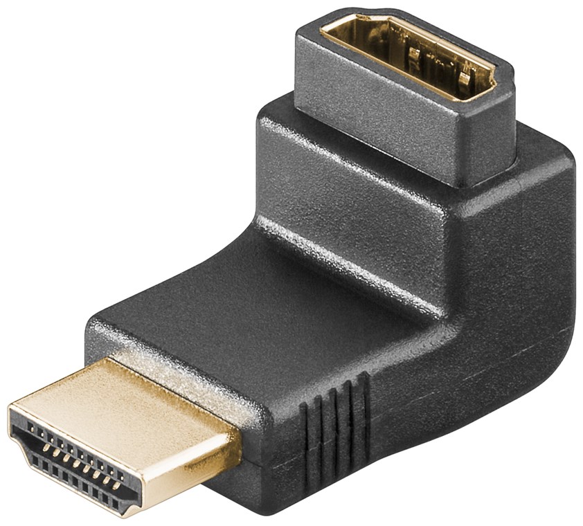 HDMI™-Winkeladapter, vergoldet HDMI™-Winkeladapter, vergoldet - Anschluss, Typ HDMI™-Buchse (Typ A) - HDMI™-Buchse (Typ A) > HDMI™-Stecker (Typ A) 90°
