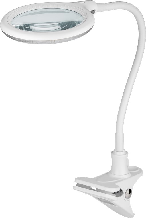 LED-Klemm-Lupenleuchte, 6 W LED-Klemm-Lupenleuchte, 6 W - 100 mm Glaslinse, 1,75-fache Vergrößerung, 3 Dioptrien, 570 lm