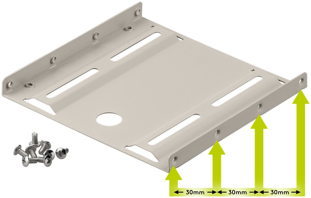 2,5" Festplatten-Einbaurahmen auf 3,5" - 1-fach - Farbversion Beige - geeignet für die Installation einer 2,5" Festplatte in einen 3,5" Gehäuseschacht