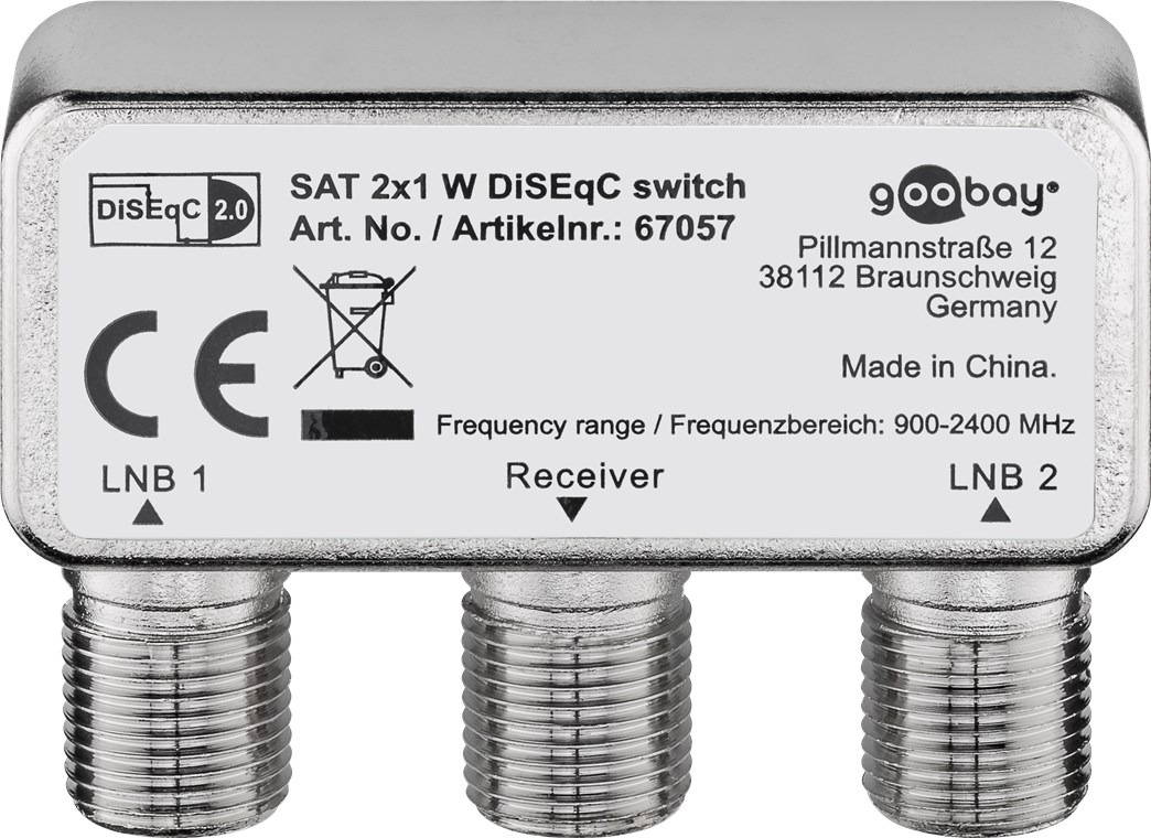 DiSEqC Umschalter 2x1 - Verbrauchseinheit - mit Wetterschutzhaube DiSEqC Umschalter 2x1 - Verbrauchseinheit - mit Wetterschutzhaube