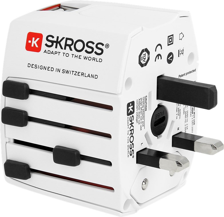 World Adapter MUV USB - geeignet für alle ungeerdeten Geräte (2-pol.), mit integriertem dualem USB-Ladegerät World Adapter MUV USB - geeignet für alle ungeerdeten Geräte (2-pol.), mit integriertem dualem USB-Ladegerät