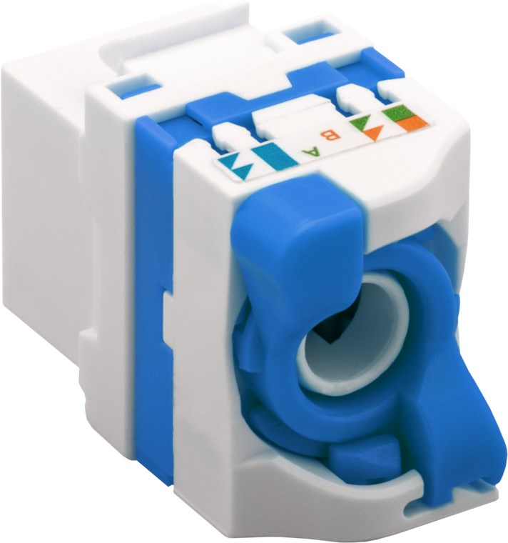 Keystone Modul RJ45 CAT 6A, UTP - 16,6 mm breit, Klemmleiste für werkzeugfreie LSA-Montage, drehbarer Aufsatz Keystone Modul RJ45 CAT 6A, UTP - 16,6 mm breit, Klemmleiste für werkzeugfreie LSA-Montage, drehbarer Aufsatz