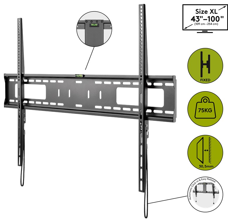 TV-Wandhalterung Pro FIXED (XL) - für Fernseher von 43" bis 100" (109-254 cm) bis 75kg