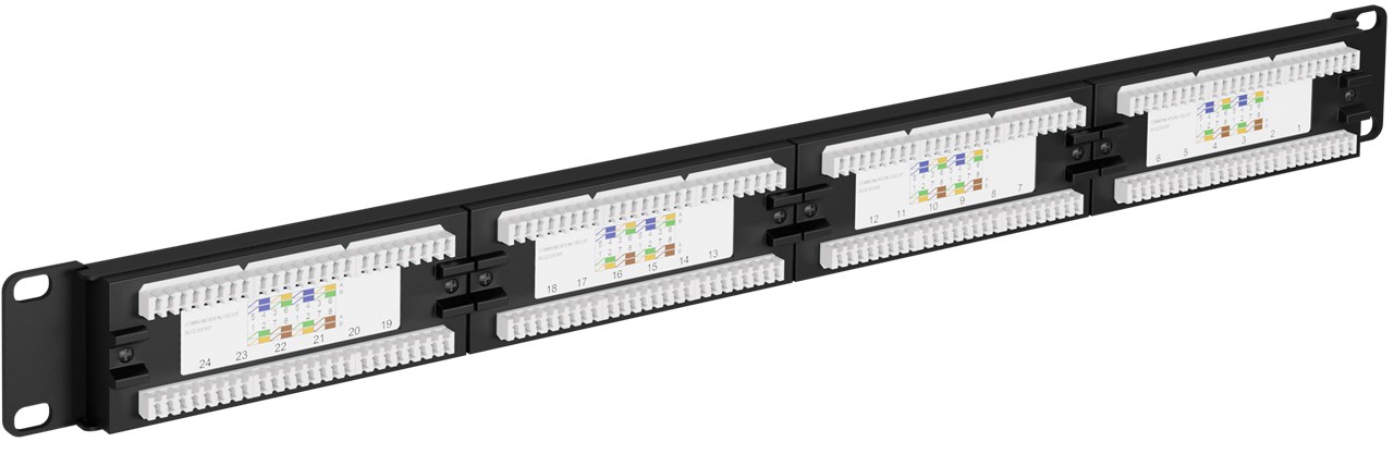 CAT 6 19-Zoll (48,3 cm) Patch Panel, 24 Port, (1 HE) - Farbversion Schwarz - UTP ungeschirmt, Schwarz CAT 6 19-Zoll (48,3 cm) Patch Panel, 24 Port, (1 HE) - Farbversion Schwarz - UTP ungeschirmt, Schwarz