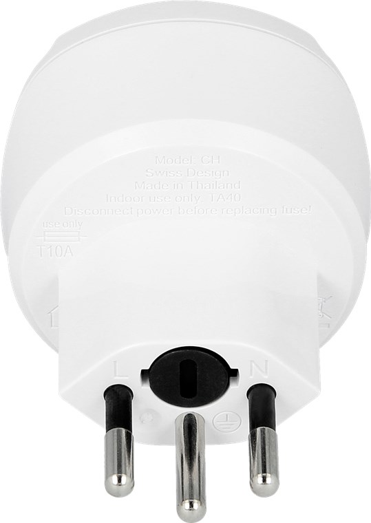 Länderadapter Europa an die Schweiz - Ausgang, Typ Schweiz-Stecker (Typ J, SEV 1011) - geeignet für alle geerdeten und ungeerdeten Geräte (2- und 3-pol.) Länderadapter Europa an die Schweiz - Ausgang, Typ Schweiz-Stecker (Typ J, SEV 1011) - geeignet für alle geerdeten und ungeerdeten Geräte (2- und 3-pol.)