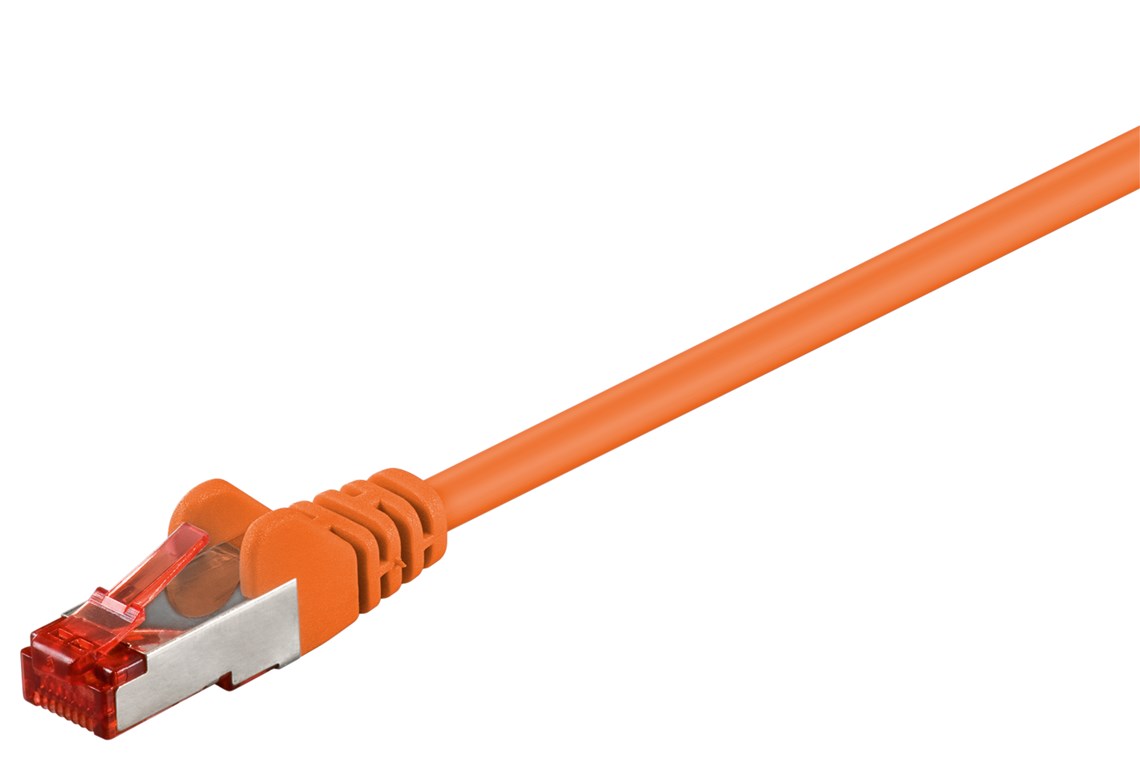 CAT 6 Patchkabel, S/FTP (PiMF), Orange, 50 m CAT 6 Patchkabel, S/FTP (PiMF), Orange, 0,15 m - Kabellänge 0.15 m - Kupferleiter (CU), halogenfreier Kabelmantel (LSZH)