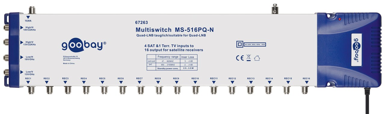 SAT-Multischalter 5 Eingänge / 16 Ausgänge - Verteiler für max. 16 Teilnehmer von einem Satelliten SAT-Multischalter 5 Eingänge / 16 Ausgänge - Verteiler für max. 16 Teilnehmer von einem Satelliten