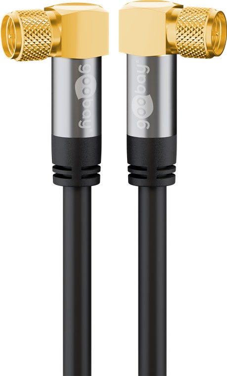 SAT Antennenkabel (135 dB typ), 4x geschirmt SAT Antennenkabel (135 dB typ), 4x geschirmt - Kabellänge 10 m - vergoldet, F-Stecker 90° > F-Stecker 90°