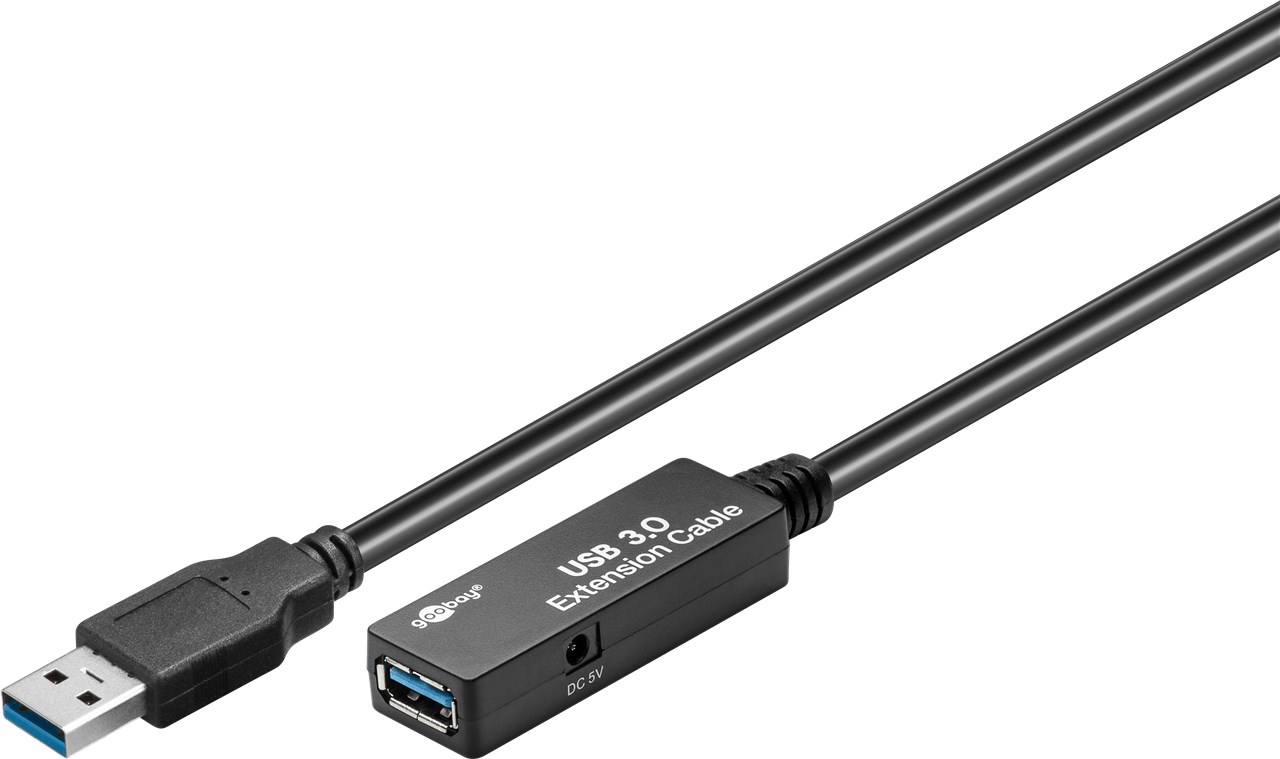 Aktives USB 3.0 Verlängerungskabel, Schwarz - Kabellänge 5 m - USB 3.0-Stecker (Typ A) > USB 3.0-Buchse (Typ A)