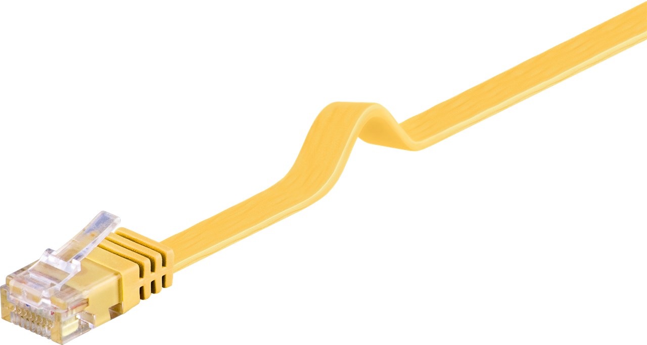 CAT 6 Flach-Patchkabel, U/UTP, Gelb, 2 m CAT 6 Flach-Patchkabel, U/UTP, Gelb, 0,5 m - Kabellänge 0.5 m - Kupferleiter (CU)
