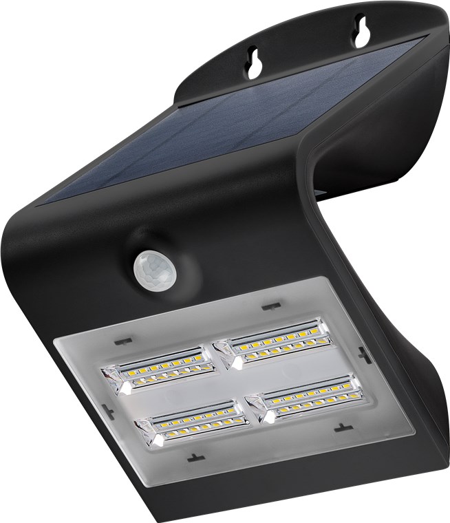 LED-Solar-Wandleuchte mit Bewegungsmelder, 3,2 W, schwarz LED-Solar-Wandleuchte mit Bewegungsmelder, 3,2 W, schwarz - Farbversion - Lichtlösung für Hauseingänge, Carports und Treppen