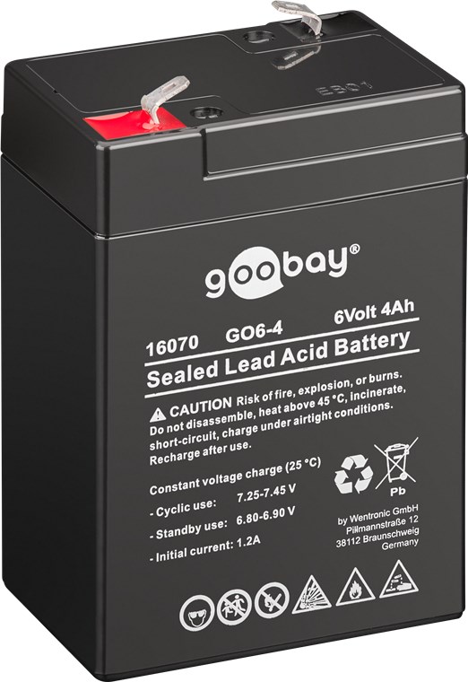 GO6-4 (4000 mAh, 6 V) - Faston (4,8 mm) Bleiakku, BattG