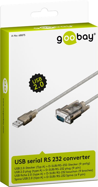 USB seriell RS232 Konverter, Transparent - Kabellänge 1.5 m - USB 2.0-Stecker (Typ A) > D-SUB/RS-232-Stecker (9-polig)