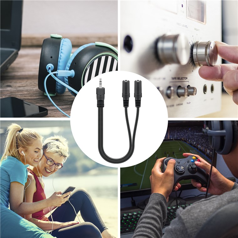 Audio Y-Adapterkabel (3,5 mm stereo) - Kabellänge 0.2 m - Klinke 3,5 mm Stecker (3-Pin, stereo) > 2x Klinke 3,5 mm Buchse (3-Pin, stereo) Audio Y-Adapterkabel (3,5 mm stereo) - Kabellänge 0.2 m - Klinke 3,5 mm Stecker (3-Pin, stereo) > 2x Klinke 3,5 mm Buchse (3-Pin, stereo)