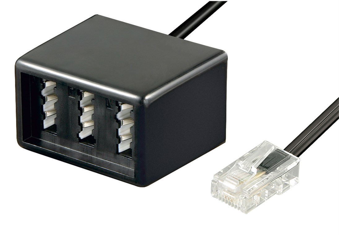 TAE Telefon Adapter Stecker - RJ45-Stecker (8P4C) > 3x TAE N/F/F- Buchse