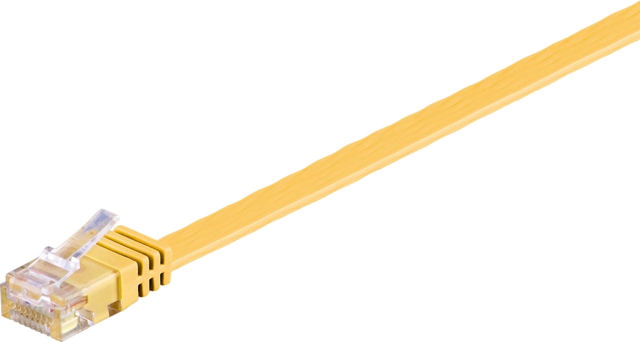 CAT 6 Flach-Patchkabel, U/UTP, Gelb, 2 m - Kabellänge 2 m - Kupferleiter (CU) CAT 6 Flach-Patchkabel, U/UTP, Gelb, 2 m - Kabellänge 2 m - Kupferleiter (CU)