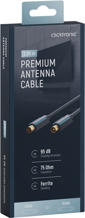 Koaxialkabel - Kabellänge 1 m - Premium-Kabel|Koaxial-Stecker Koaxial-Kupplung|1,0 m|> 95 dB Koaxialkabel - Kabellänge 1 m - Premium-Kabel|Koaxial-Stecker Koaxial-Kupplung|1,0 m|> 95 dB