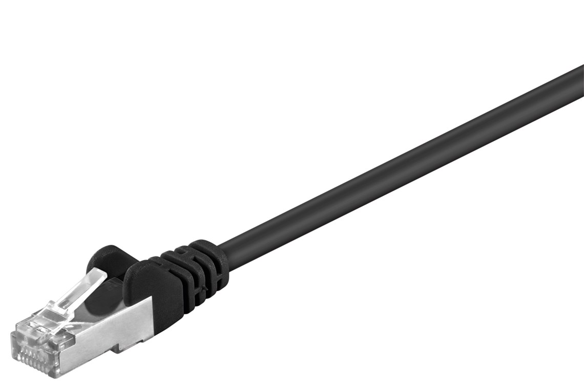 CAT 5e Patchkabel, SF/UTP, Schwarz, 1,5 m CAT 5e Patchkabel, F/UTP, Schwarz, 0,25 m - Kabellänge 0.25 m - Kupferkaschierter Aluminiumleiter (CCA)