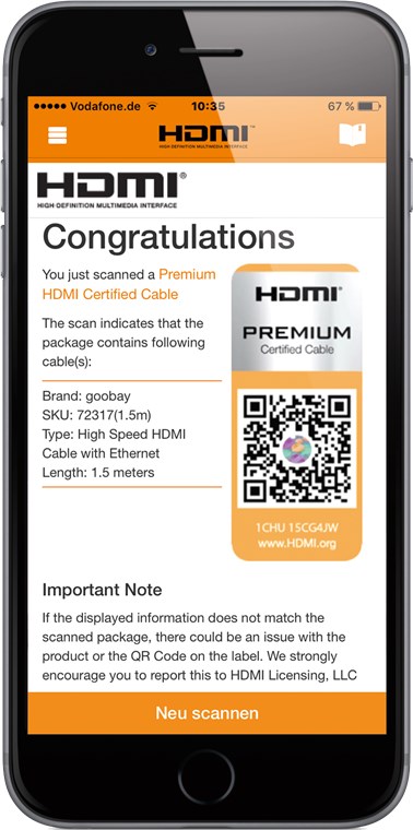 Premium High Speed HDMI®/™ Kabel mit Ethernet - Kabellänge 0.5 m - HDMI™-Stecker (Typ A) > HDMI™-Stecker (Typ A) Premium High Speed HDMI®/™ Kabel mit Ethernet - Kabellänge 0.5 m - HDMI™-Stecker (Typ A) > HDMI™-Stecker (Typ A)