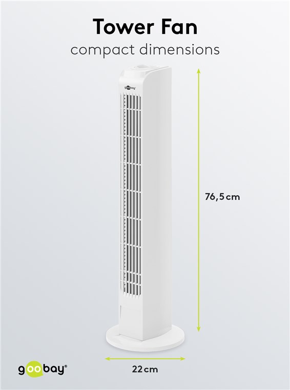 Turmventilator - oszillierender, leiser Säulenventilator mit Stromkabel Turmventilator - oszillierender, leiser Säulenventilator mit Stromkabel