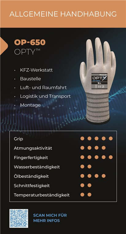 OP-650 - Größe M/8 - KFZ-Werkstatt, Luft- und Raumfahrt, Montage, Baustelle, Logistik & Transport