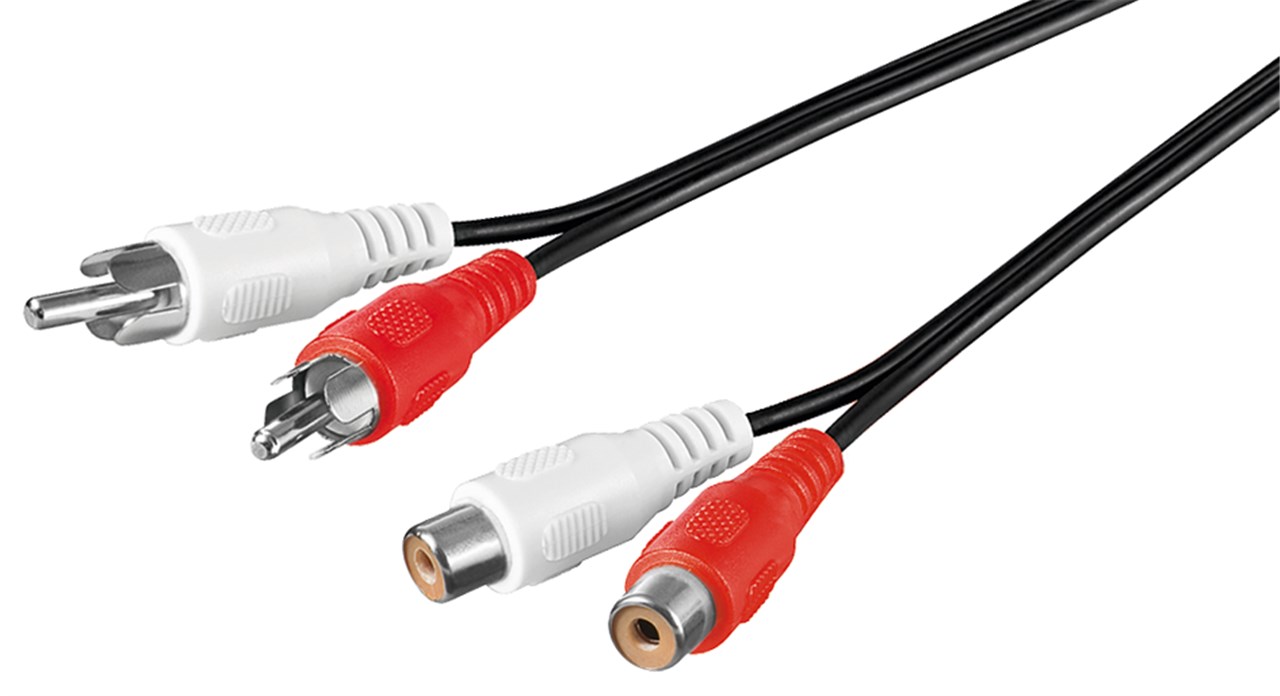 Stereo Verlängerungskabel 2x Cinch - Kabellänge 1.5 m - 2x Cinch-Stecker (Audio links/rechts) > 2x Cinch-Buchse (Audio links/rechts)