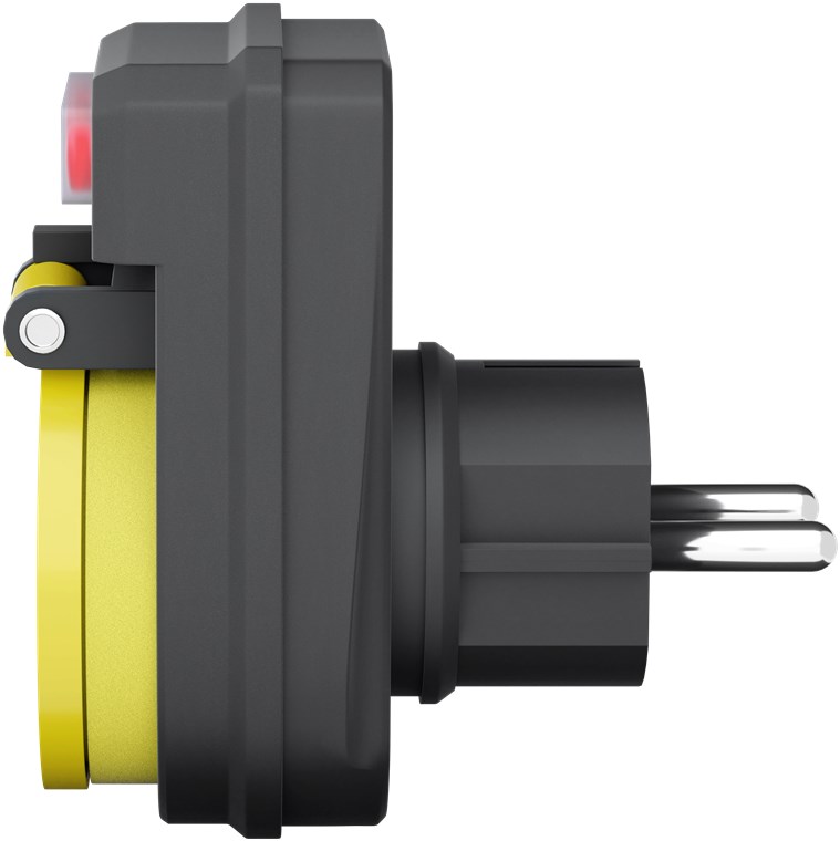 Steckdosenadapter mit Schalter, spritzwassergeschützt - Eingang, Typ Schutzkontaktbuchse (Typ F, CEE 7/3) - Schutzkontaktsteckdose 1-fach für den Außenbereich Steckdosenadapter mit Schalter, spritzwassergeschützt - Eingang, Typ Schutzkontaktbuchse (Typ F, CEE 7/3) - Schutzkontaktsteckdose 1-fach für den Außenbereich