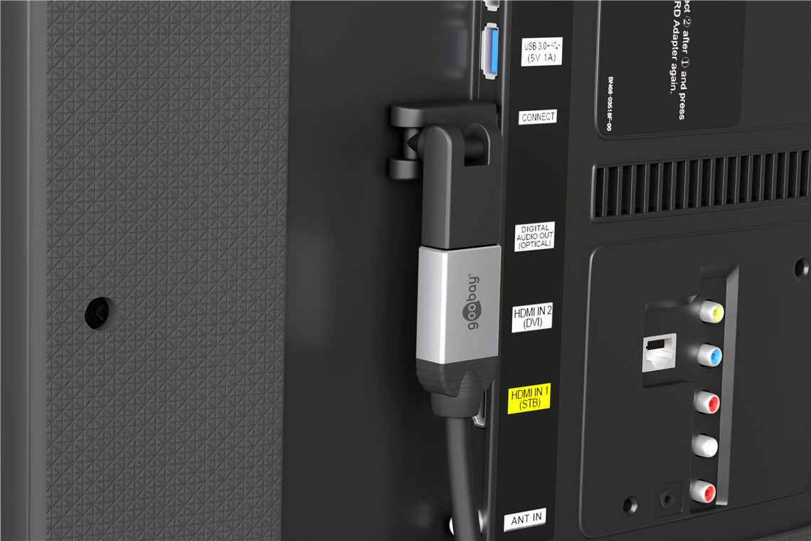 HDMI™-Adapter 360°, vergoldet - Verbrauchseinheit 1 Stk. im Plastikbeutel - HDMI™-Buchse (Typ A) > HDMI™-Stecker (Typ A); abwinkelbar