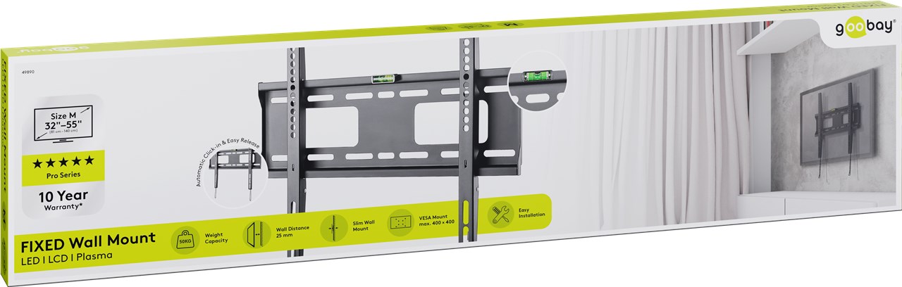 TV-Wandhalterung Pro FIXED (M) - für Fernseher von 32" bis 55" (81-140 cm) bis 50kg TV-Wandhalterung Pro FIXED (M) - für Fernseher von 32" bis 55" (81-140 cm) bis 50kg