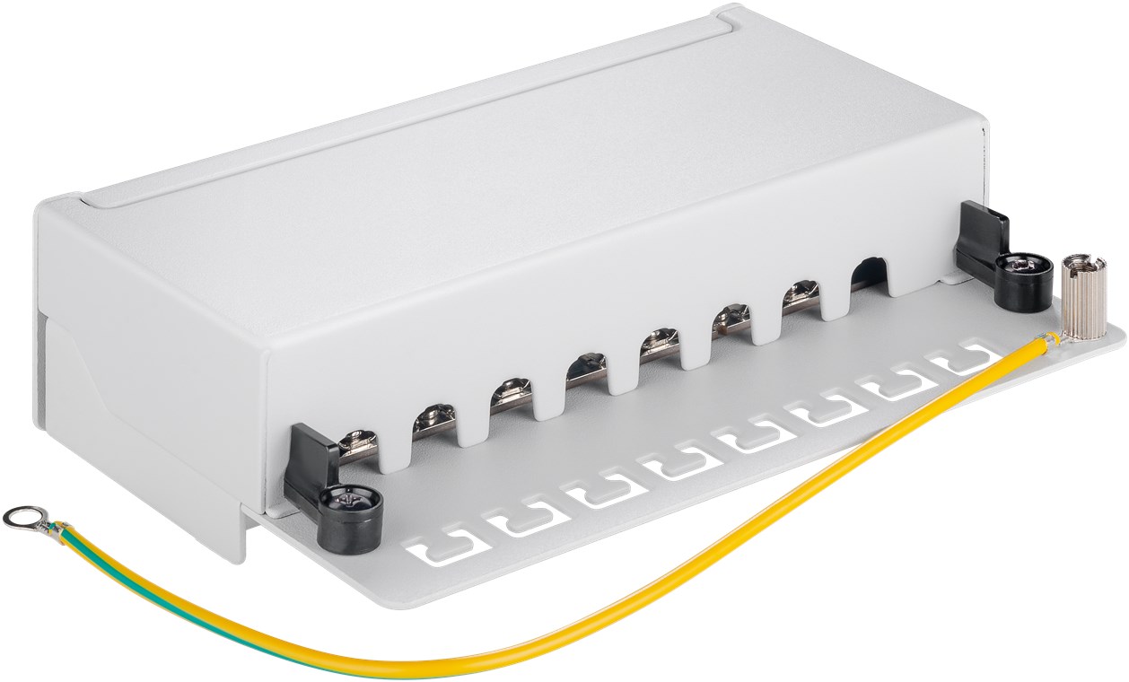 CAT 5e Mini/Desktop Patch Panel, 8 Port, (1 HE) - Farbversion Grau - STP geschirmt, Grau CAT 5e Mini/Desktop Patch Panel, 8 Port, (1 HE) - Farbversion Grau - STP geschirmt, Grau