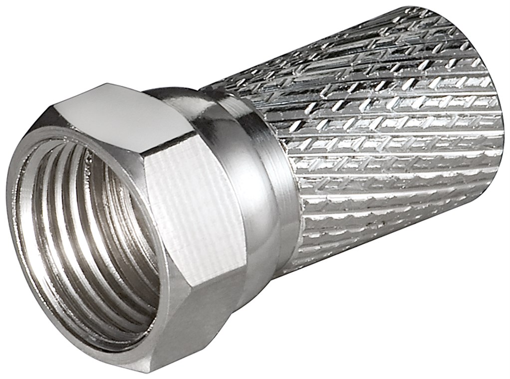 Aufdreh-F-Stecker 7,0 mm - Kupfer-Nickel, breite Mutter