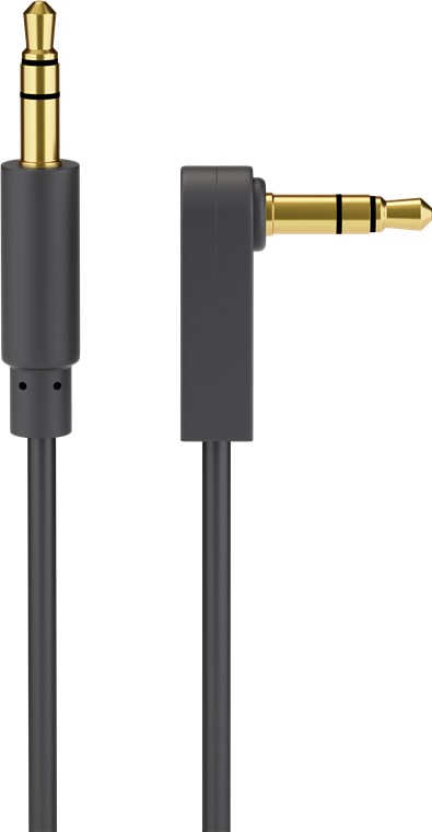 Audio Verbindungskabel AUX, 3,5 mm stereo 3-pol., slim, CU, abgewinkelt - Kabellänge 0.5 m - Klinke 3,5 mm Stecker (3-Pin, stereo) > Klinke 3,5 mm Stecker (3-Pin, stereo) 90°