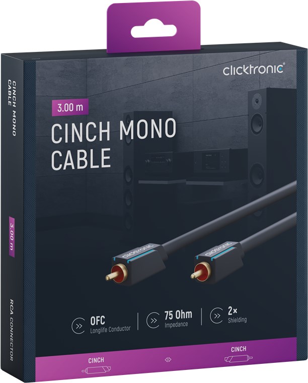 Cinch-Kabel, mono - Kabellänge 3 m - Premium-Kabel|1x Cinch-Stecker 1x Cinch-Stecker|3,0 m|OFC-Innenleiter Cinch-Kabel, mono - Kabellänge 3 m - Premium-Kabel|1x Cinch-Stecker 1x Cinch-Stecker|3,0 m|OFC-Innenleiter